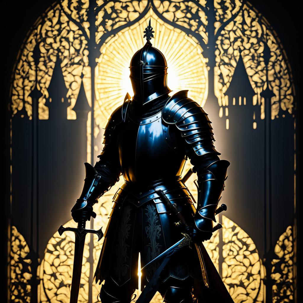 Knight Silhouette in Illuminated Manuscript Style