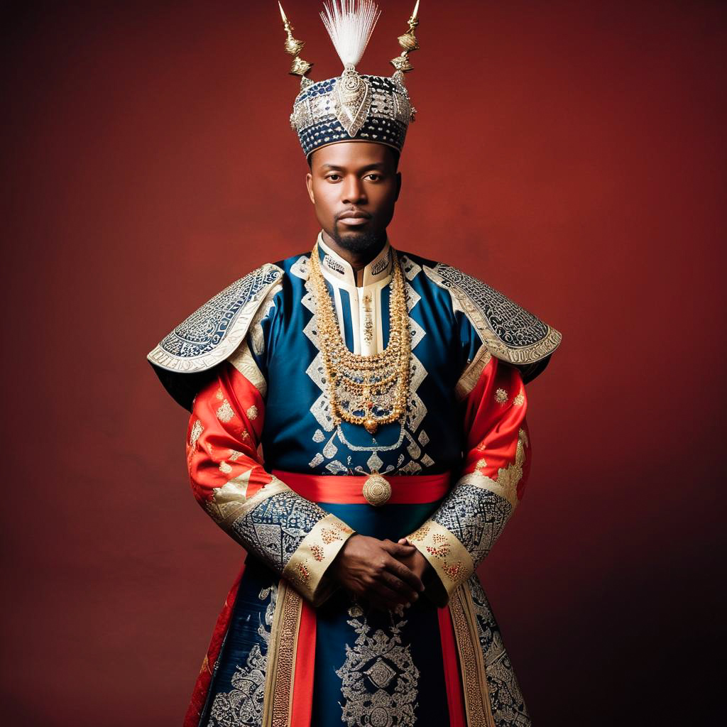 Noble Warrior in Regal Traditional Attire