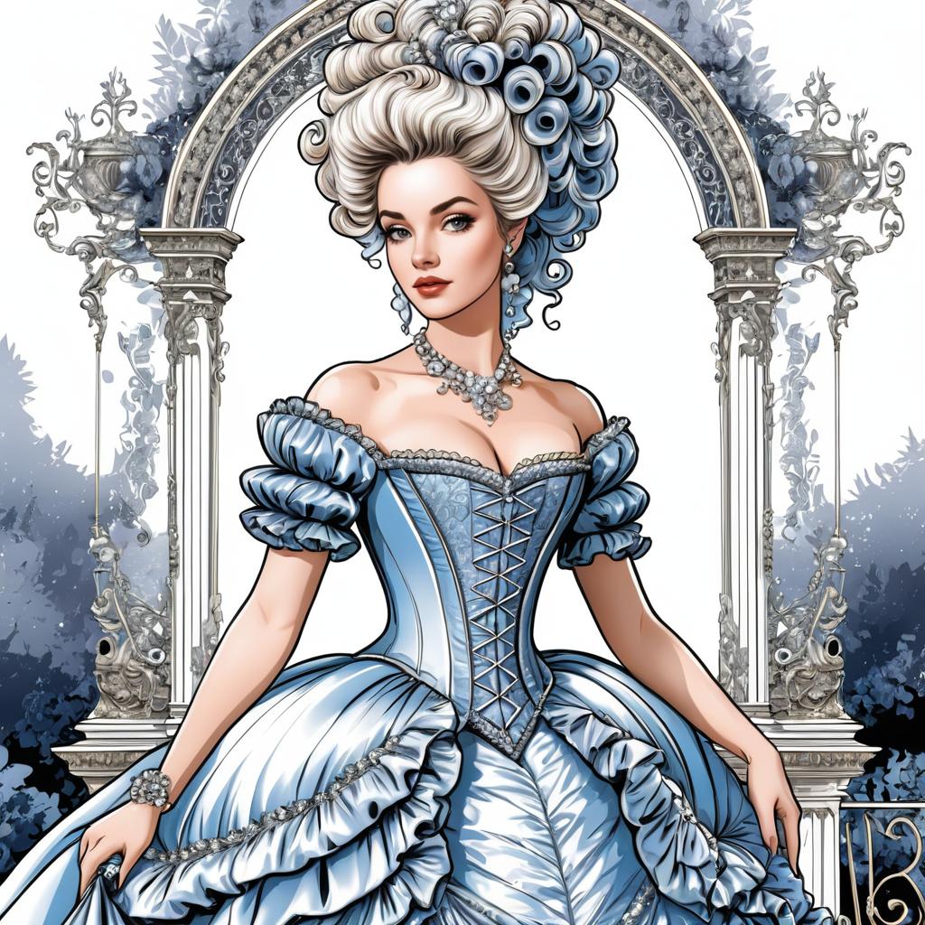 Marie Antoinette in Rococo Style Illustration