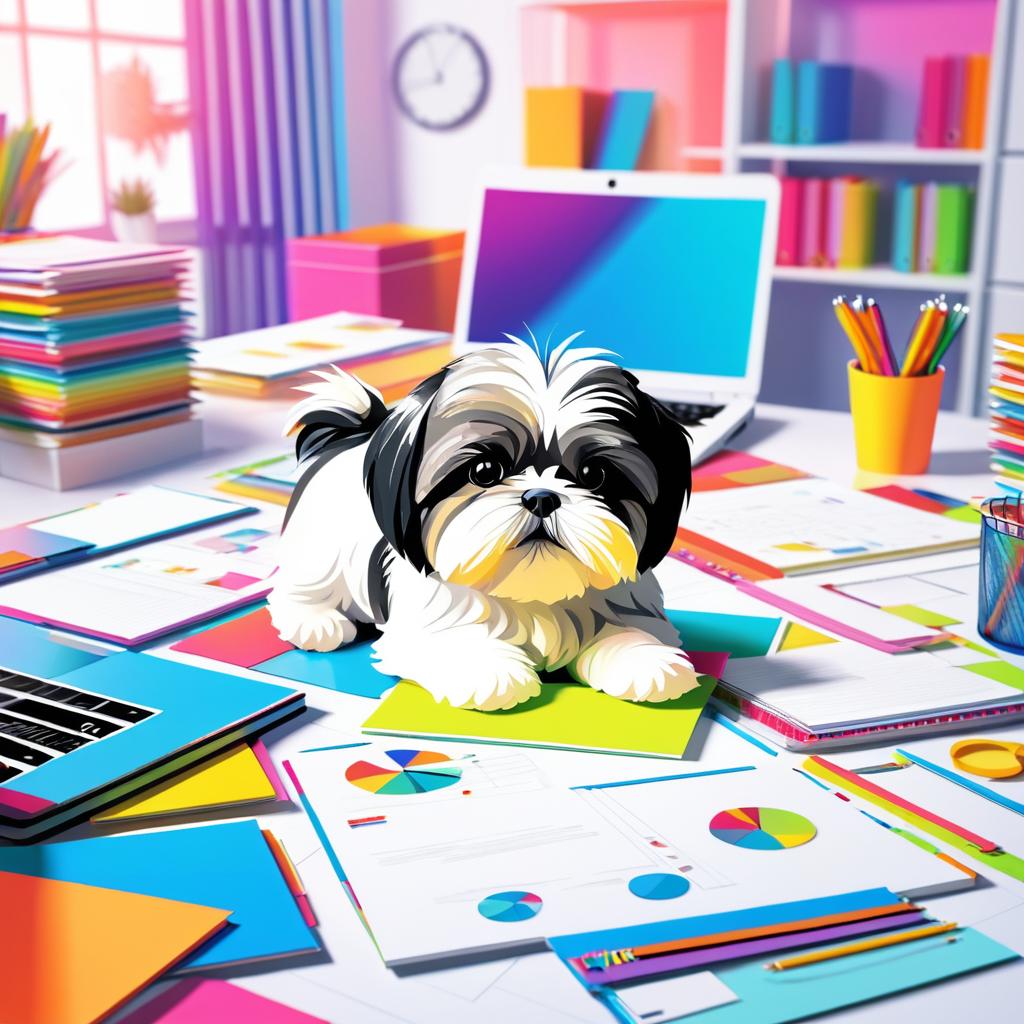 Cheerful Shih Tzu in Modern Office