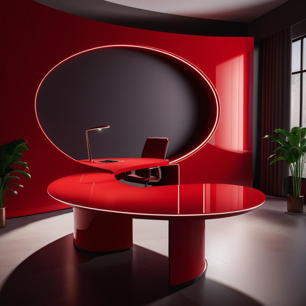 High-Quality Oval Red Desk Design