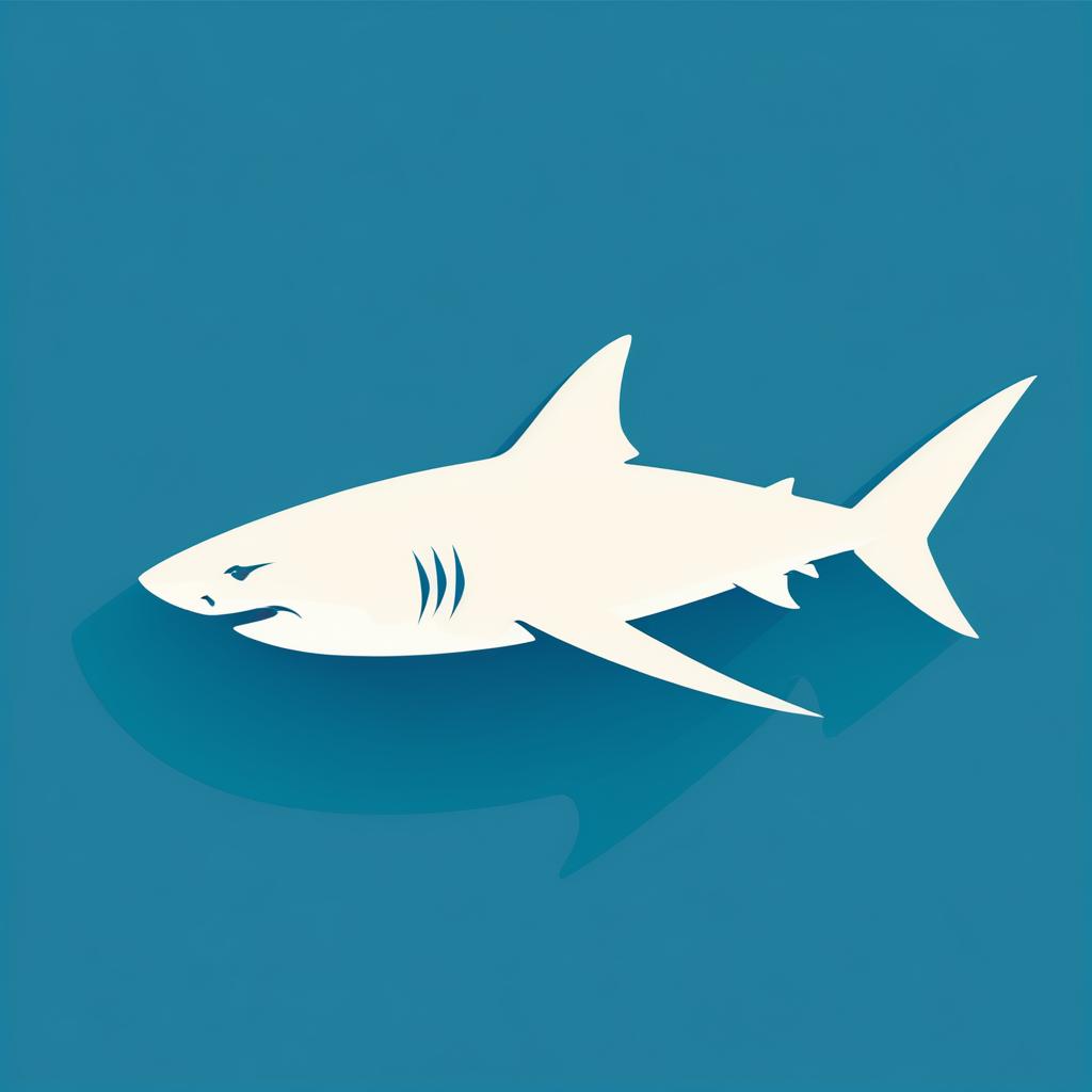 Minimalist Shark Illustration in Ivory