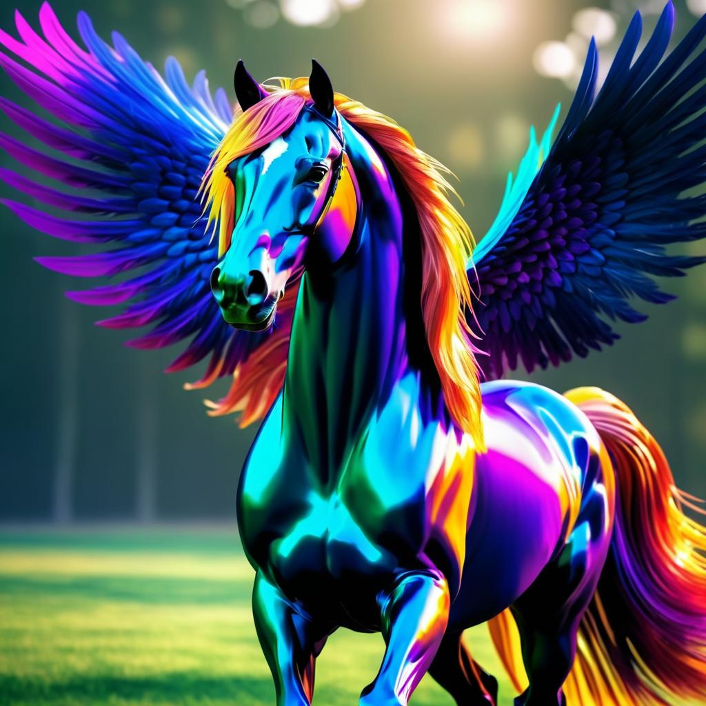 Majestic Winged Horse in Vibrant Elegance