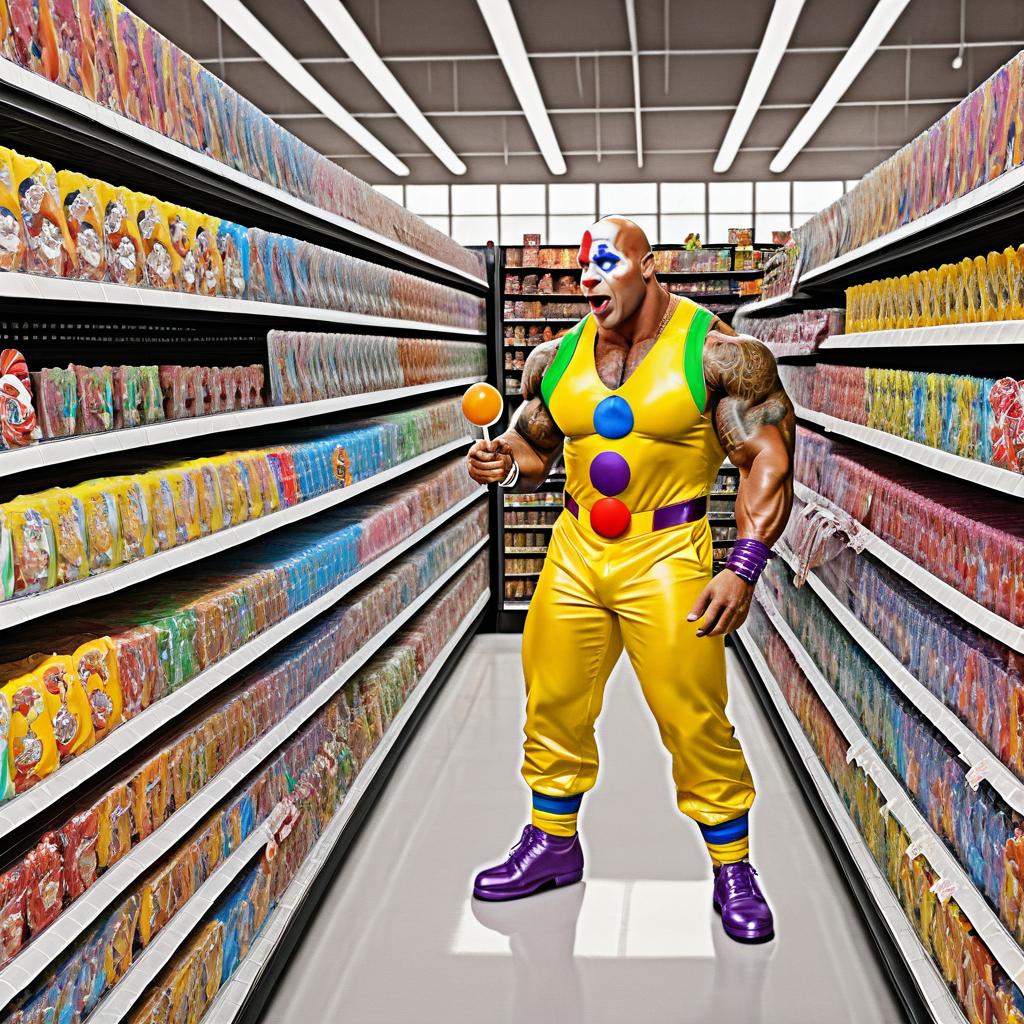 Dwayne Johnson as Clown in Grocery Store