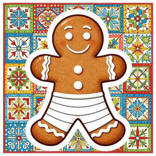 Whimsical Christmas Gingerbread Coloring Page