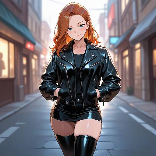 Seductive Girl in Leather Jacket