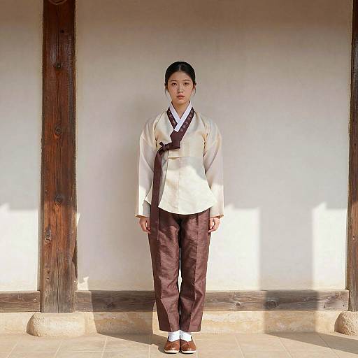 Young Woman Wearing Traditional Korean Hanbok