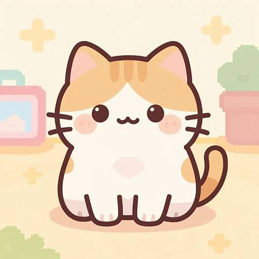 Cute Pixel Art Cat in Pastel