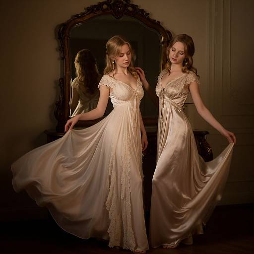 Elegant Blond Girls in Vintage Setting