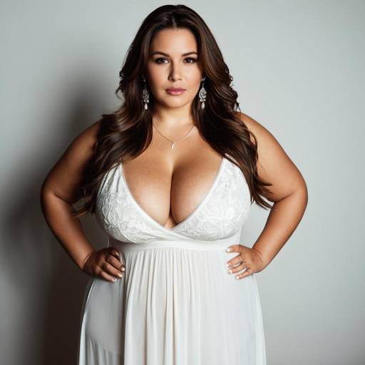 Plus Size Woman in Elegant White Dress