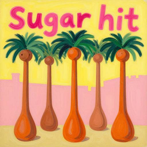 Upside Down Palm Trees Painting with 'Sugar Hit' Text