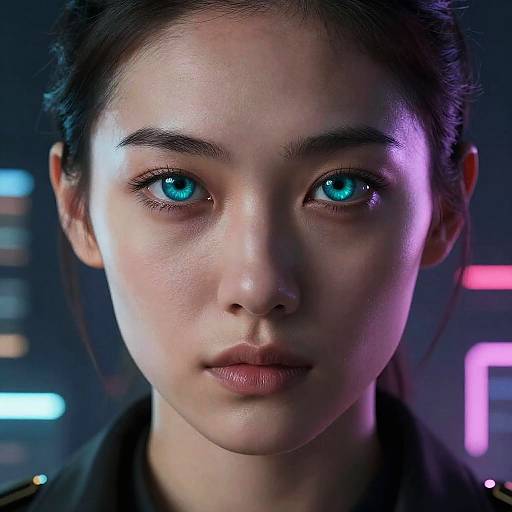 Cyberpunk Woman with Neon Eyes