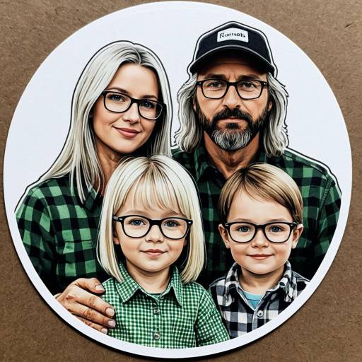 Family Portrait Sticker Realistic Drawing