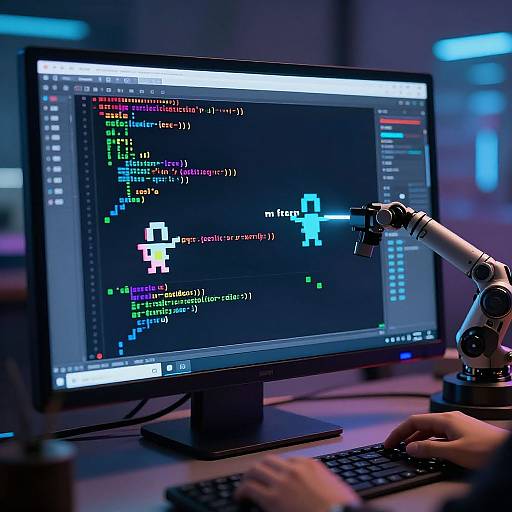 Futuristic AI Sprite Creation Scene