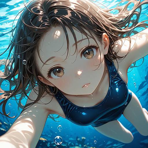 Underwater Girl in School Swimsuit