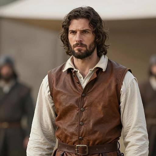 Renaissance Faire Man in Leather Vest