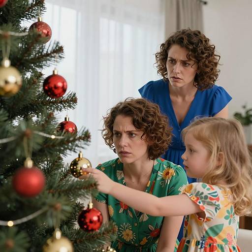 Family Decorating Christmas Tree Together