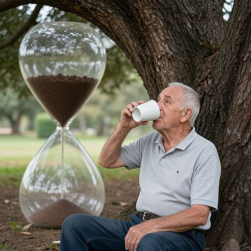 Elderly Man Reversing Age by Time