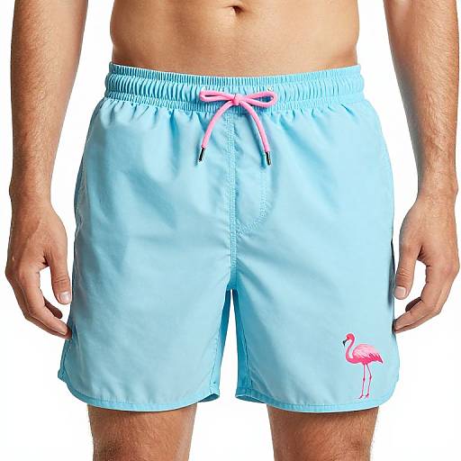 Men's Light Blue Flamingo Swim Shorts