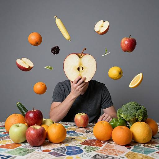 Surreal Fruit Explosion with Hidden Face