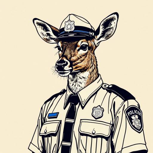 Deer in Police Uniform Illustration