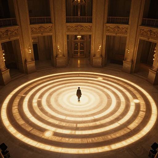 Solitary Figure in Luminous Spiral