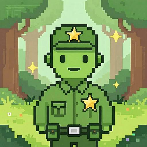 Pixel Art Forest Ranger Portrait