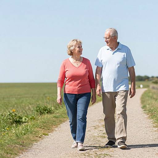 Elderly Couple Walking in Countryside