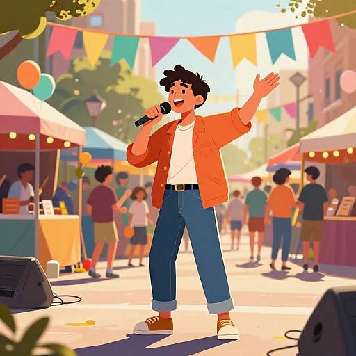 Lively Street Festival Announcer Illustration