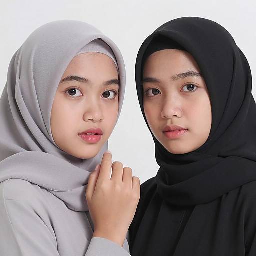 Portrait of Two Southeast Asian Women in Hijabs