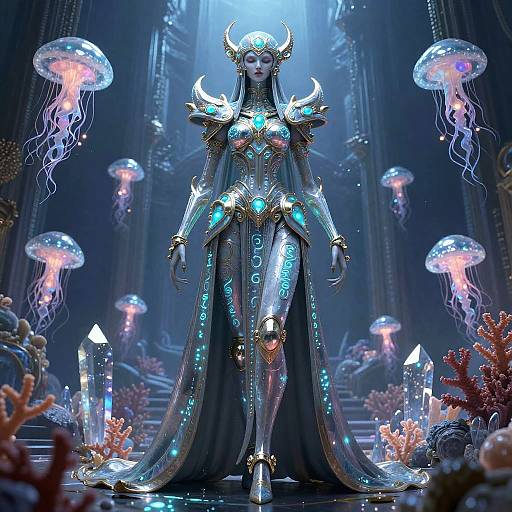 Bioluminescent Mantis Priestess Concept Art