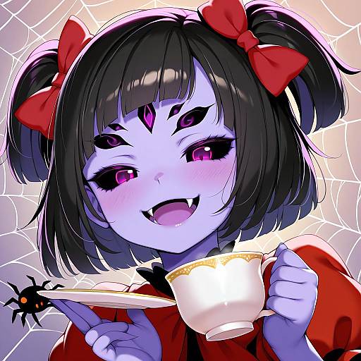 Illustration of Muffet, undertale in the style of Piyodesu