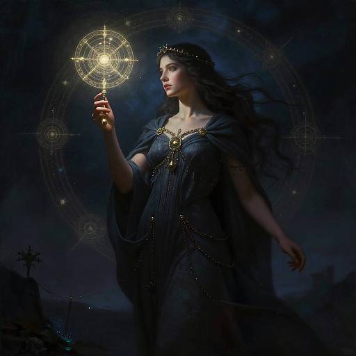 Mystical Virgo Maiden with Celestial Symbols