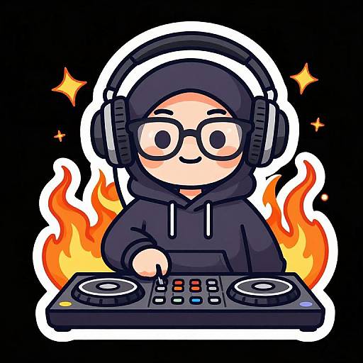Holographic Cartoon DJ Sticker