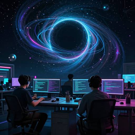 Neon Black Hole Programming Scene