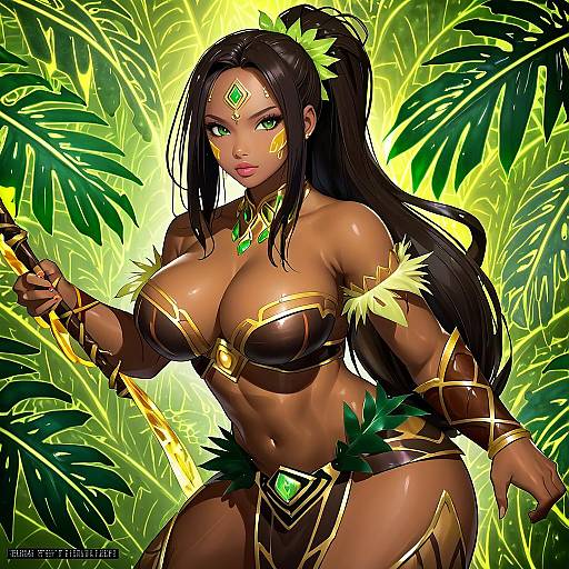 Illustration of Nidalee, league of legends in the style of Rum raisin (chihiromakita19)