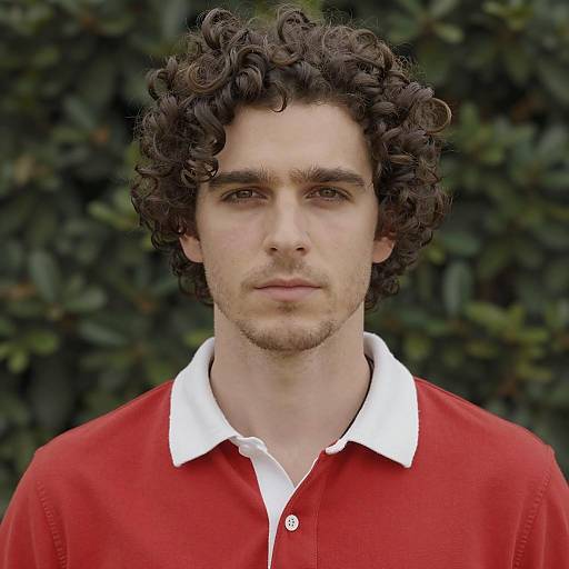 Serious Man in Red Shirt Portrait