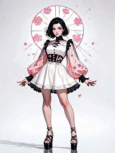 Boho-Chic Floral Mini Dress Studio Shot