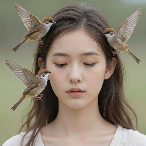 Ethereal Connection Between Woman and Birds