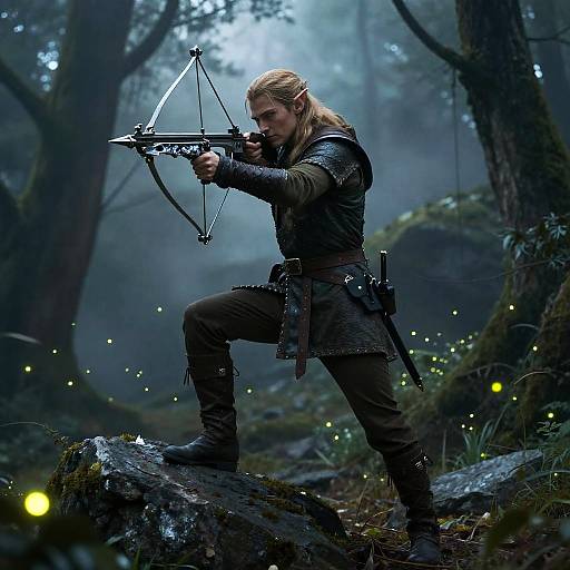 Elven Ranger in Misty Glade