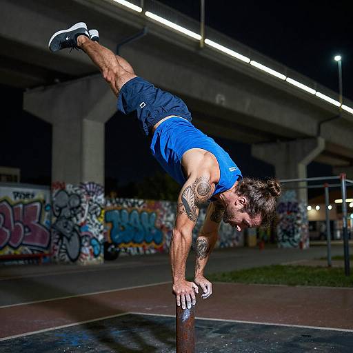 Dynamic Night Scene of Street Athlete