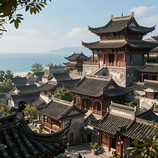 Ancient Chinese Town with Ocean View
