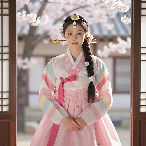 Elegant Portrait in Traditional Hanbok Style