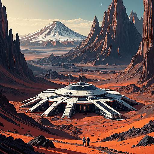 Futuristic Mars Volcanic Outpost