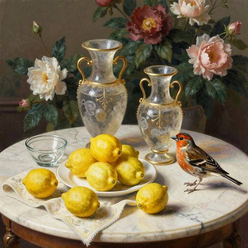 Chalk Drawing of Ornate Still Life