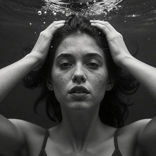 Underwater Woman Portrait in Black and White