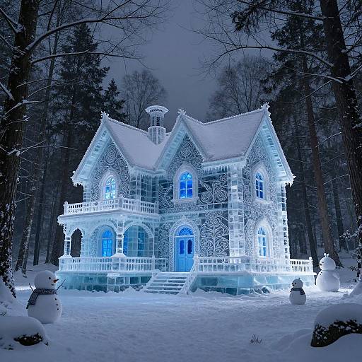 Gloomy Snowy Forest Ice House