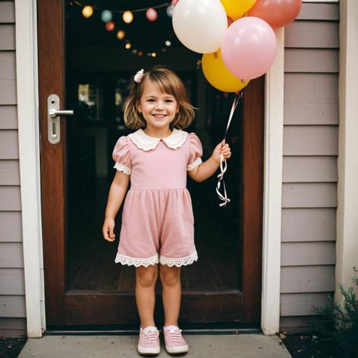 Smiling Toddler Girl Holding Balloons