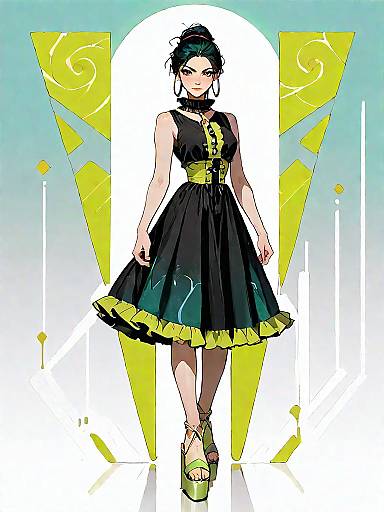 Bohemian Chic Woman in Black Maxi Dress