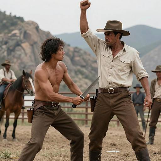 Intense Mountain Clash Between Two Men